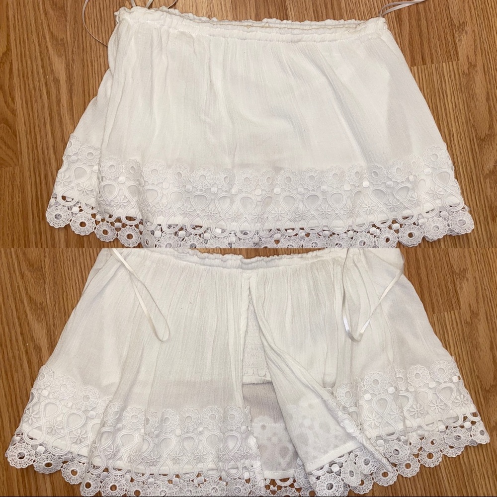 white strapless top